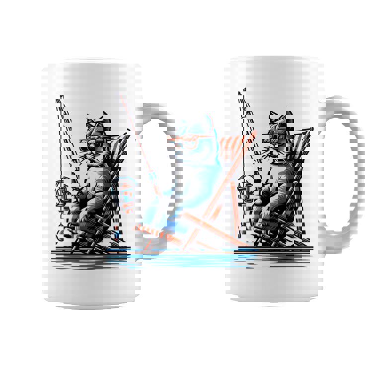 面白い釣り猫ロッドとリール Lets Go 釣り 猫釣り 長袖tシャツ コーヒーマグ