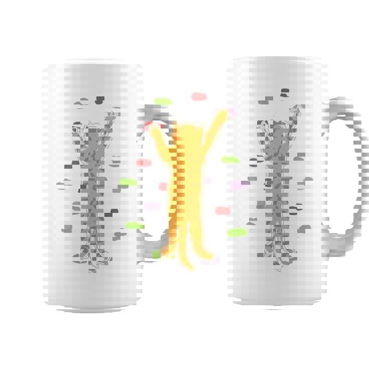 面白くてかわいいボルダーロッククライミングキャット背中にプリント コーヒーマグ