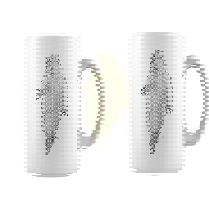 驚愕した マーモット ステッチ デザイン おもしろい 動物 レトロゲーム ドット絵 コーヒーマグ