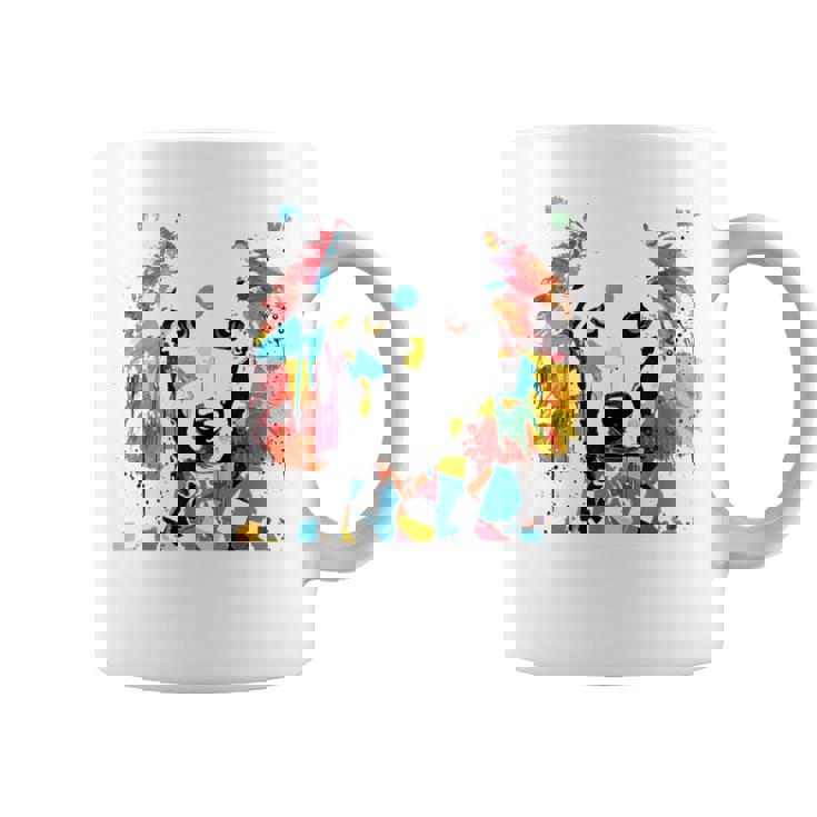 鮮やかな犬のアート スプラッシュカラー 抽象画 コーヒーマグ