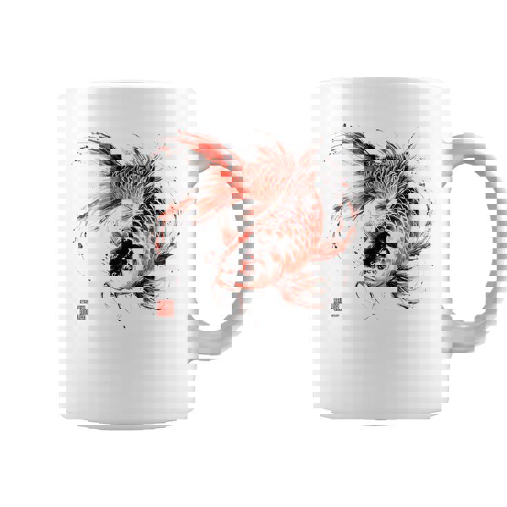 鯉 赤黒 アクアリウム ニシキゴイ 観賞魚 イラスト バックプリント コーヒーマグ