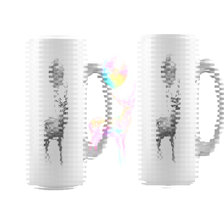 鹿 カラフル モチーフ 抽象 動物 プリント アート 鹿 コーヒーマグ