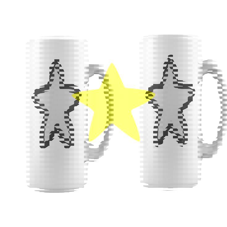 黄色い星と黒のアウトライン コーヒーマグ