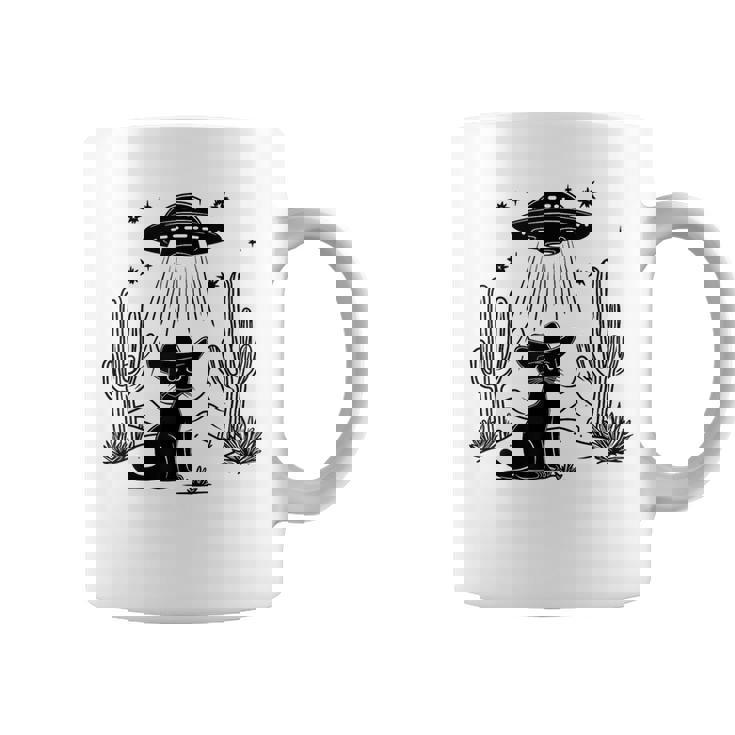 黒猫 カウボーイハット ウェスタン Ufo エイリアン 面白い かわいい コーヒーマグ