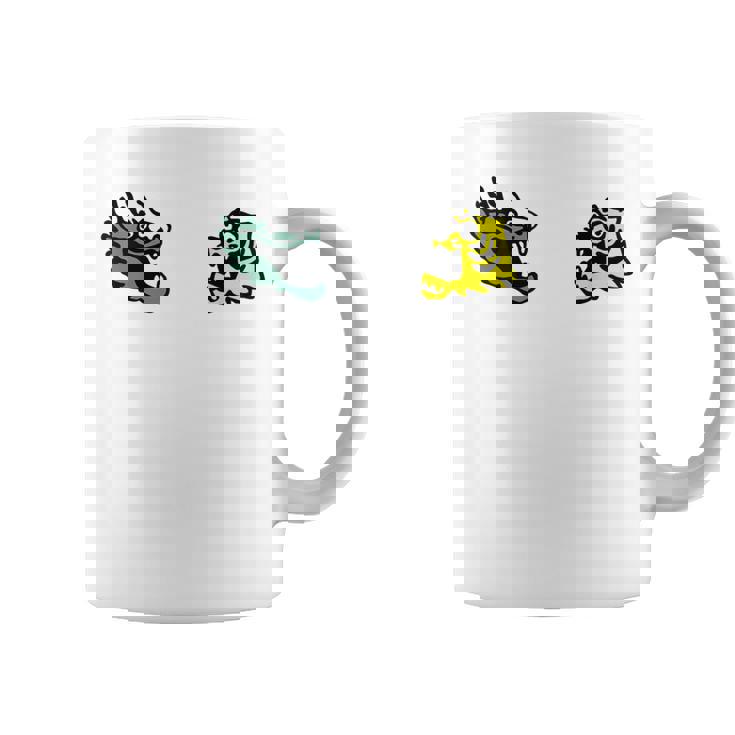 龍 虎 対決 和風キャラクターアート デフォルメポップデザイン コーヒーマグ