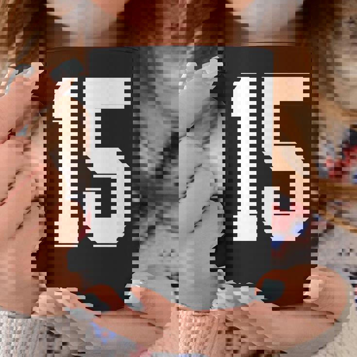 15番のカレッジスポーツスタイル。ホワイト。 コーヒーマグ 面白い贈り物