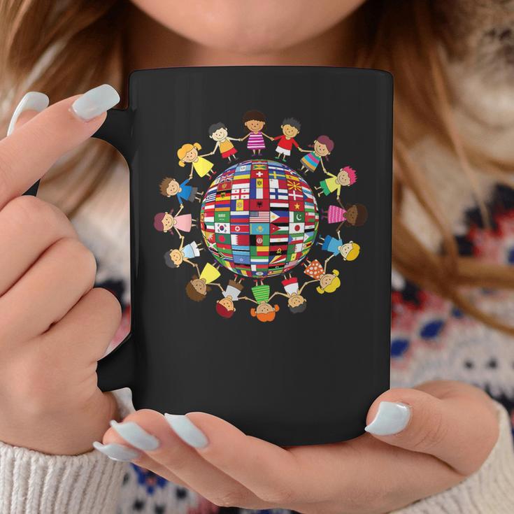 Banderas Del Mundo Cultural Diversidad Niños Alrededor Del Mundo Taza de café Regalos divertidos