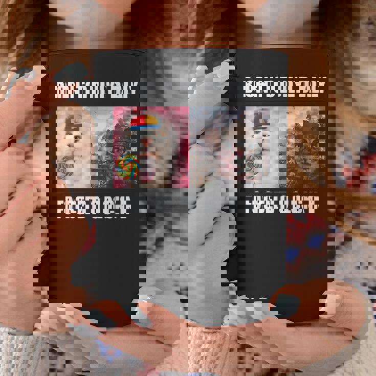 Born To Dilly Dally 強制的にロックインキャット ミーム コーヒーマグ 面白い贈り物