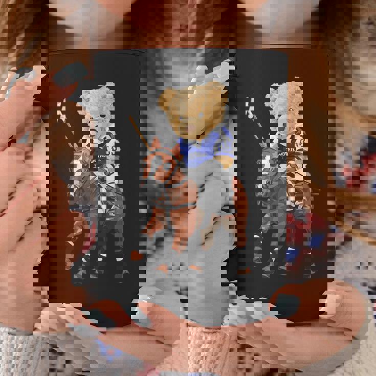 Cool Teddy Bear Playing Horse Polo Game Illustration Graphic コーヒーマグ 面白い贈り物