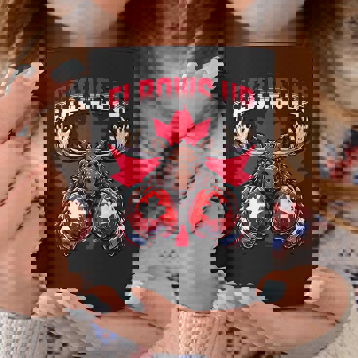 Elbows Up Canada ボクシング ムース メープルリーフ カナダの誇り コーヒーマグ 面白い贈り物