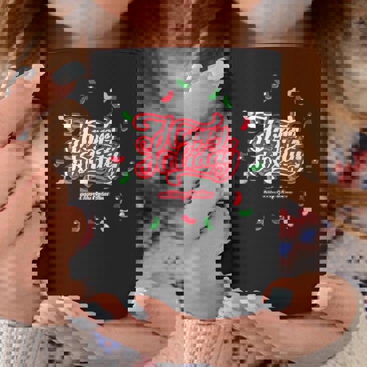 Happy Holiday And Merry Christmas Quote Festive Greetings コーヒーマグ 面白い贈り物