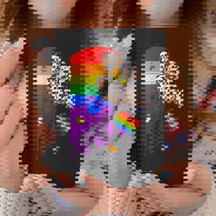 I'm Hers &He's Mine 虹のハート Lgbtq プライド デザイン コーヒーマグ 面白い贈り物