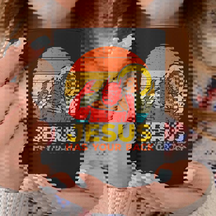 Jesus Has Your Back 柔術 レトロ クリスチャン コーヒーマグ 面白い贈り物