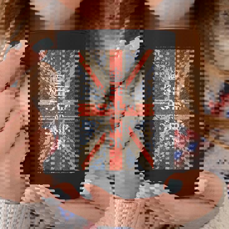 Keep Calm And Carry On Uk Flag コーヒーマグ 面白い贈り物