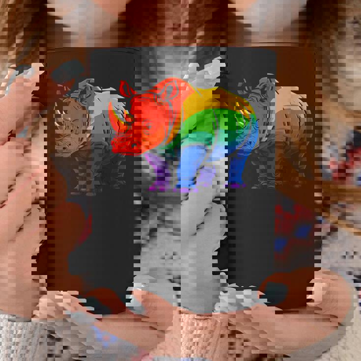 Lgbt 力強い虹色のサイ Rainbow Rhinoceros Graphic コーヒーマグ 面白い贈り物