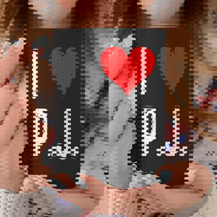 I Love Pj PJ ハート アンティーク調 長袖tシャツ コーヒーマグ 面白い贈り物