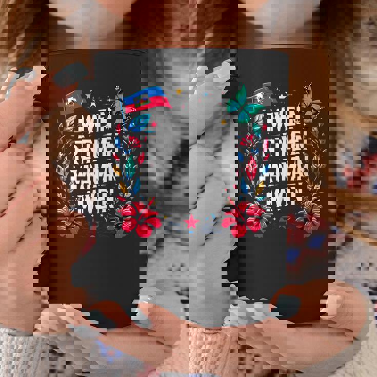 Mwen Renmen Manman Mwen ハイチ国旗 I Love My Mother コーヒーマグ 面白い贈り物