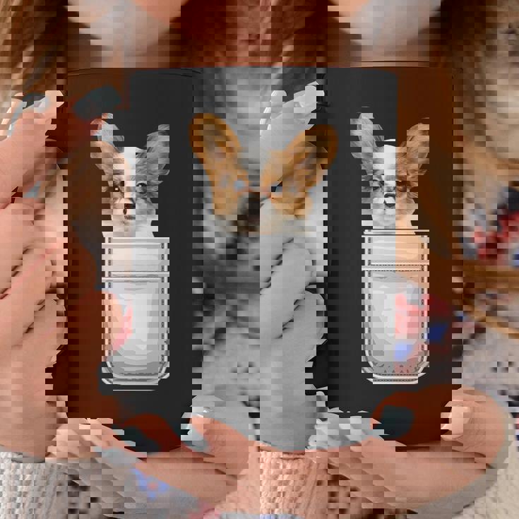 Papillon パピヨン 子犬 ポケットの中の犬 コーヒーマグ 面白い贈り物