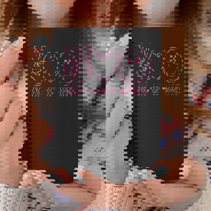 Peace Love Happiness シャツ ハッピーフェイス スマイルフェイス ヒッピー コーヒーマグ 面白い贈り物