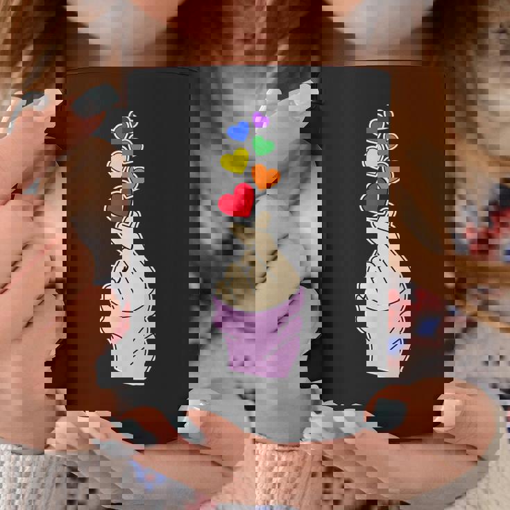 Pride レズビアン ゲイバイセクシャル トランスジェンダー 指 ハート付き コーヒーマグ 面白い贈り物