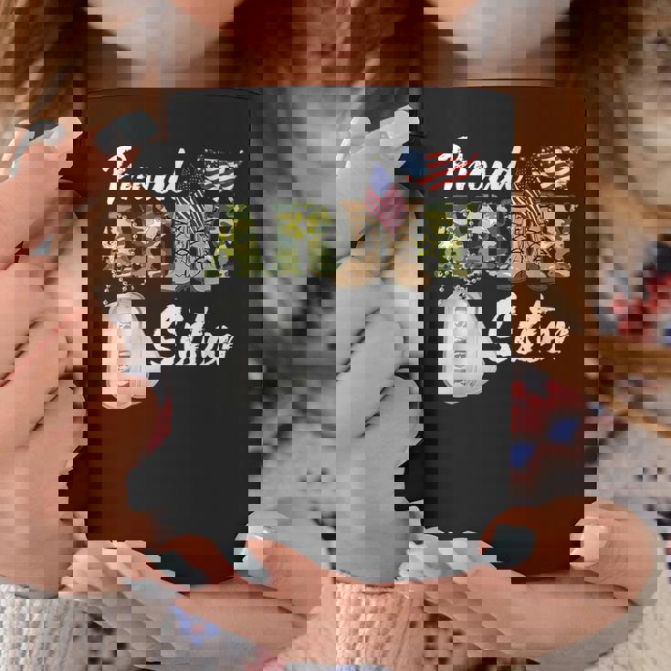 Proud Army Sister Military Sister With Dog Tag Us Flag Coffee Mug Unique Gifts