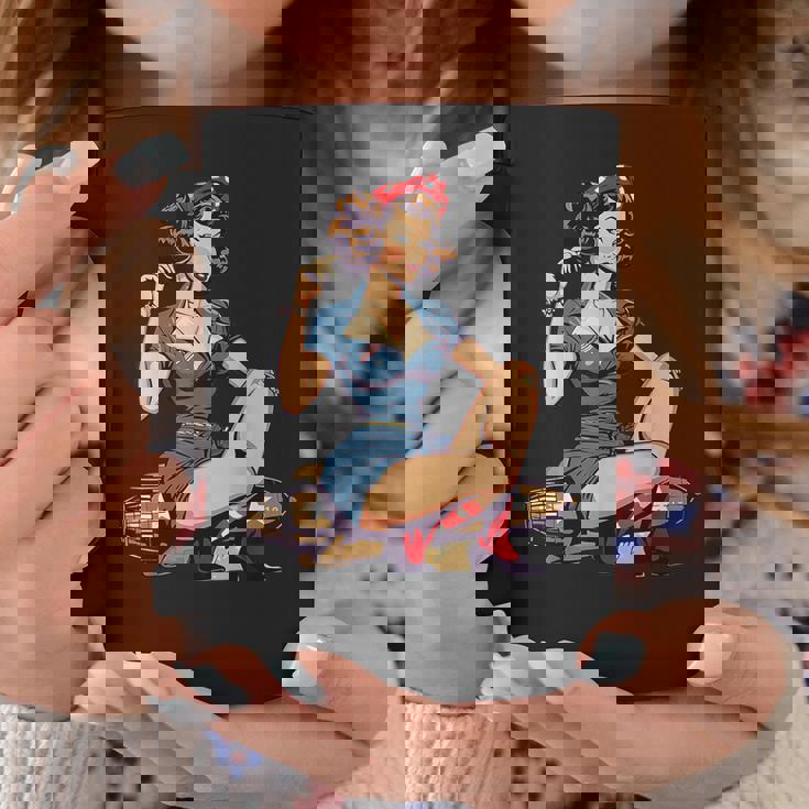 Retro Patriotic Pin-Upintage Usa Flag American Beauty Girl コーヒーマグ 面白い贈り物