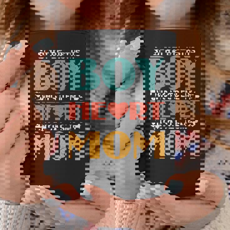 So There's This Boy Who Stole My Heart He Calls Me Mom Coffee Mug Personalized Gifts