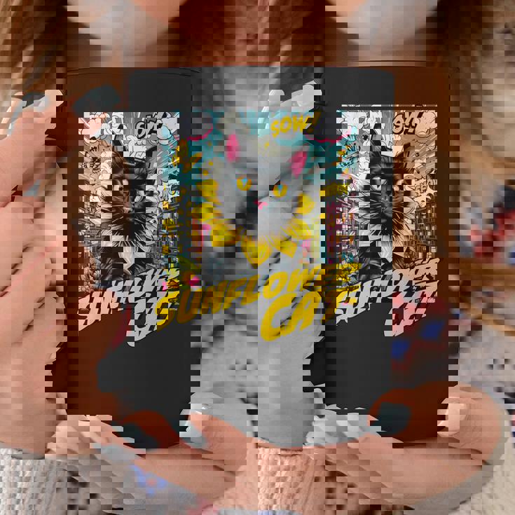 Sunflower Cat 黒猫 ひまわり 向日葵 アメコミ ネタアイテム コーヒーマグ 面白い贈り物