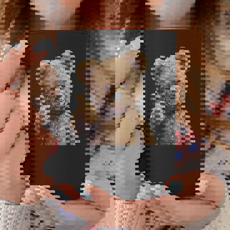 かっこいいテディベア 親指付き コーヒーマグ 面白い贈り物