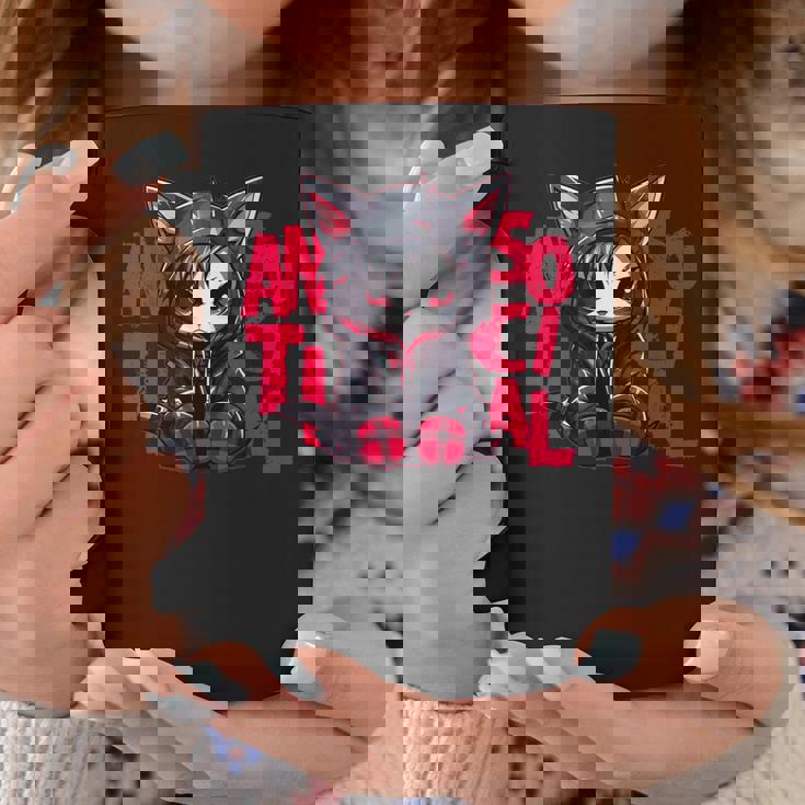 かわいい アニメ ゴシック 猫 ちび反社会的 メンヘラ グランジ コーヒーマグ 面白い贈り物