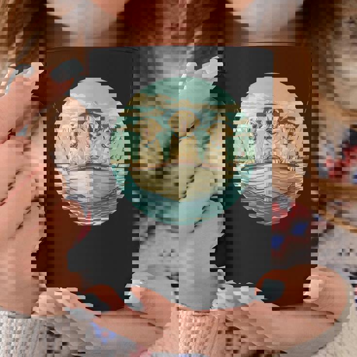 かわいい イエロー ラブラドールレトリバー 犬 釣り ボート 湖 犬 コーヒーマグ 面白い贈り物