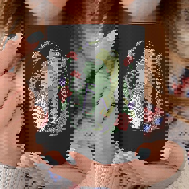 かわいい カエル 自転車 花 カワイイ 美的 気まぐれなロマンチック コーヒーマグ 面白い贈り物