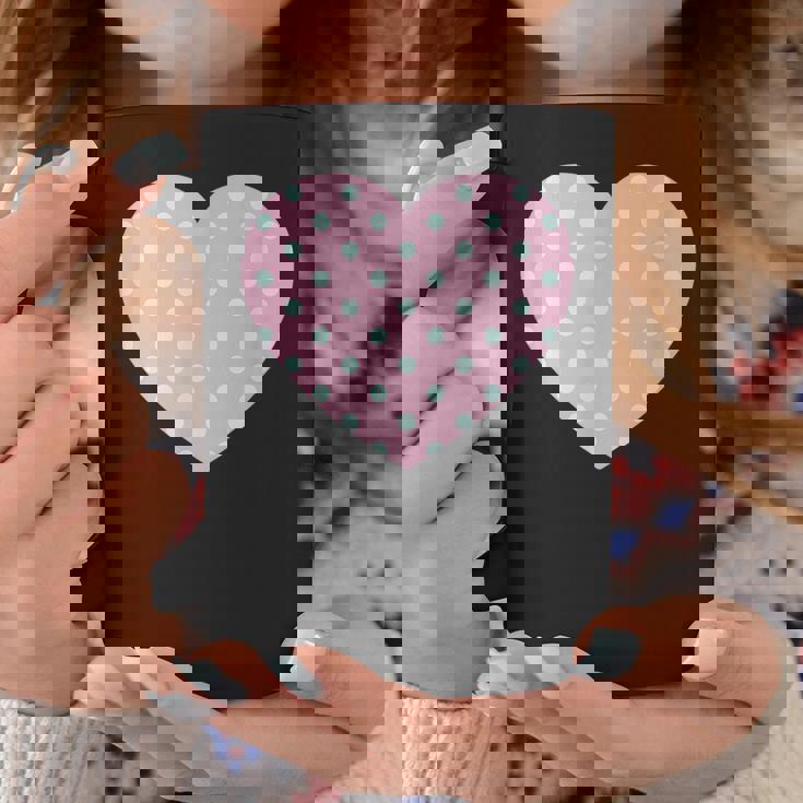 かわいい ライトブルー ピンク 水玉模様 ミニマリスト グラフィック コーヒーマグ 面白い贈り物