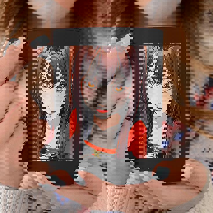 かわいい 可愛い 女の子 若い 美人 イラスト 日本 きれい 赤い服 コーヒーマグ 面白い贈り物