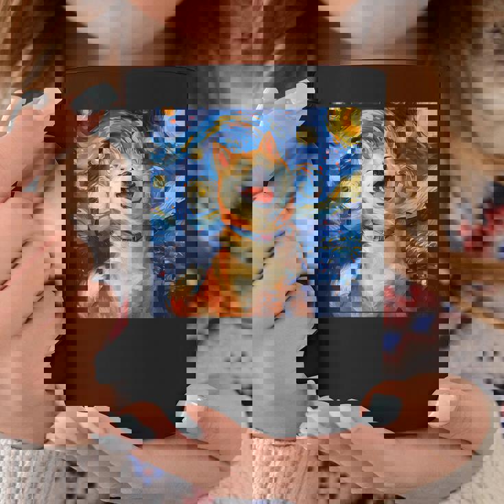 かわいい 柴犬 犬 星月夜 ヴィンセント・ヴァン・ゴッホ 絵画 コーヒーマグ 面白い贈り物