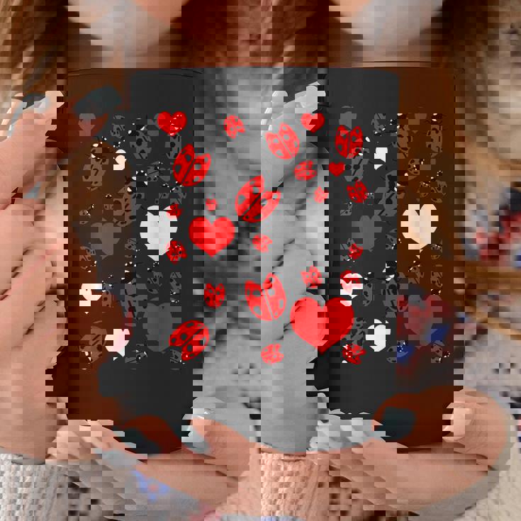 かわいいてんとう虫とハートのてんとう虫柄 コーヒーマグ 面白い贈り物