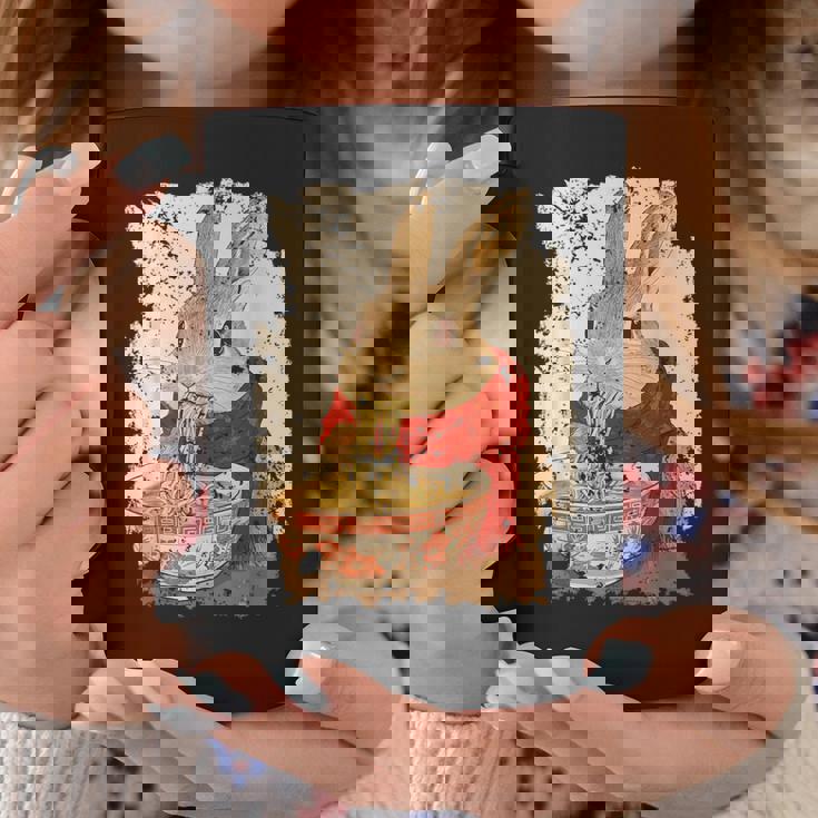 かわいいウサギが麺をすする コーヒーマグ 面白い贈り物