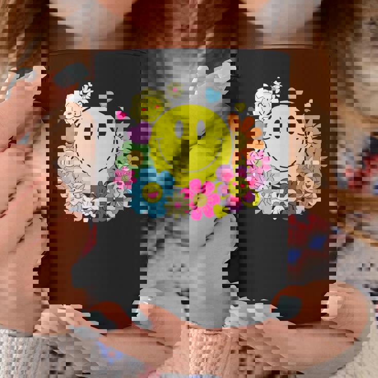 かわいいスマイルフェイス 花 ハッピーフェイス 花 ハート キッズ ガールズ コーヒーマグ 面白い贈り物