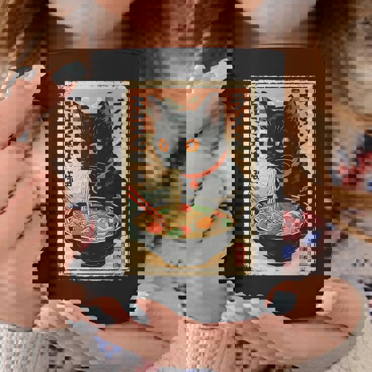 かわいい猫とラーメン麺 日本のアニメ漫画 コーヒーマグ 面白い贈り物