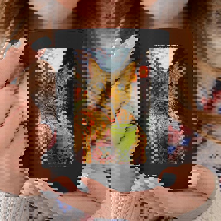 かわいい着物猫 自撮り 抹茶 バブルティー コーヒーマグ 面白い贈り物