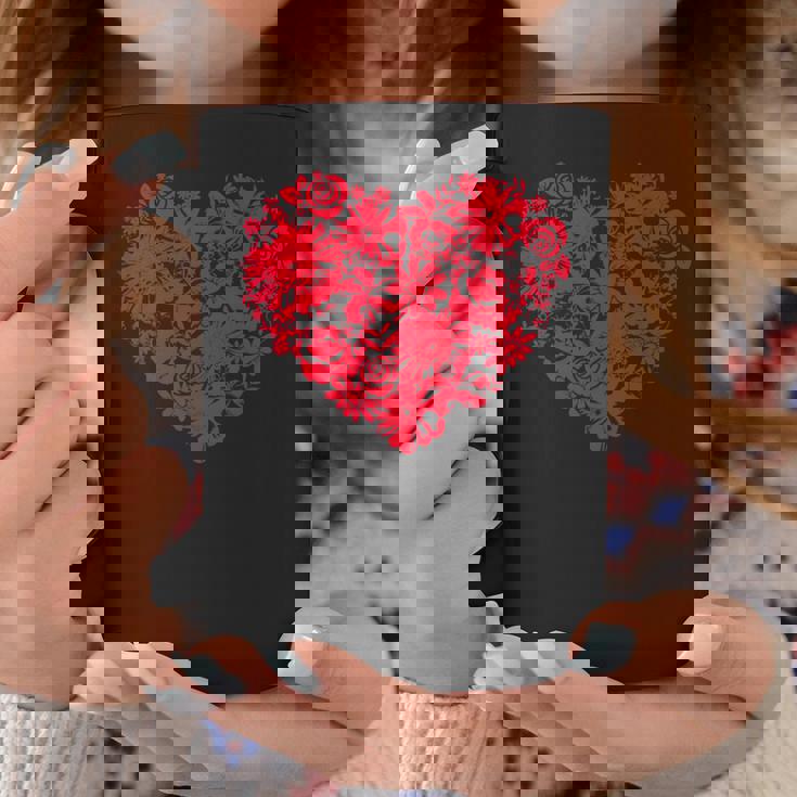 かわいい花赤いハート花のバレンタインデーの愛 コーヒーマグ 面白い贈り物