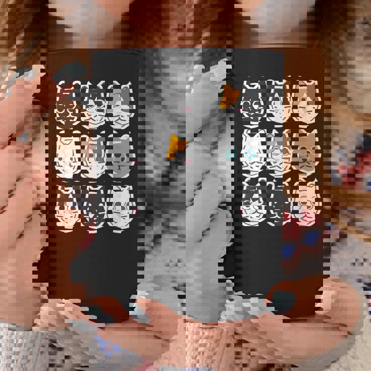 ねこ 9《ふぇいす》猫《黒・白・ハチワレ・三毛・ロシアン》【どうぶつフレンズ】顔 ゆるくて かわいい 動物 イラスト コーヒーマグ 面白い贈り物