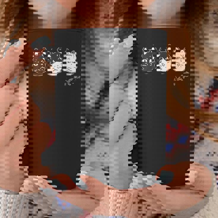 ねこさん 3 スリー Neko・Neko・Neko 黒猫・ハチワレ・白猫【どうぶつフレンズ】不機嫌猫 顔イラスト コーヒーマグ 面白い贈り物