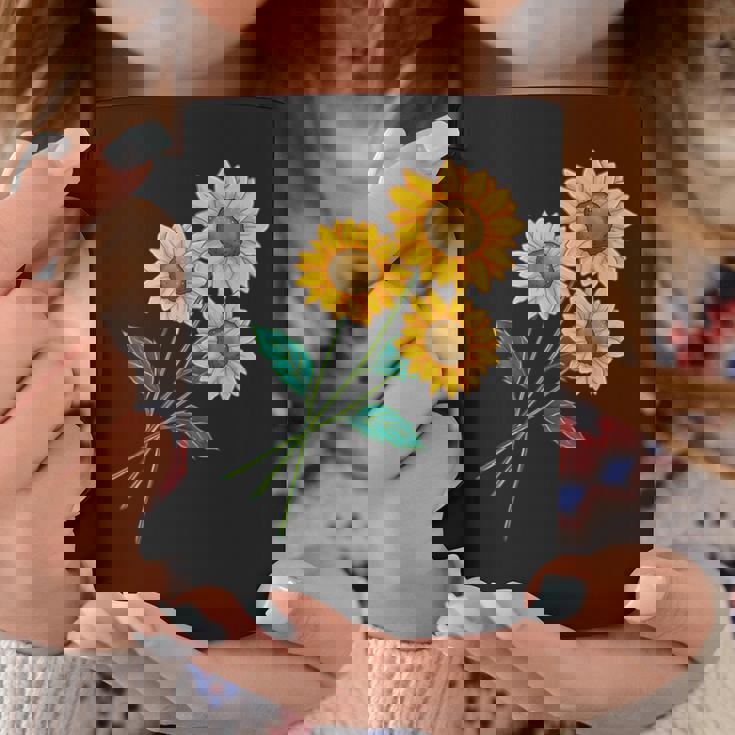 ひまわりの花束 春のフローラルガーデン 黄色の花 コーヒーマグ 面白い贈り物