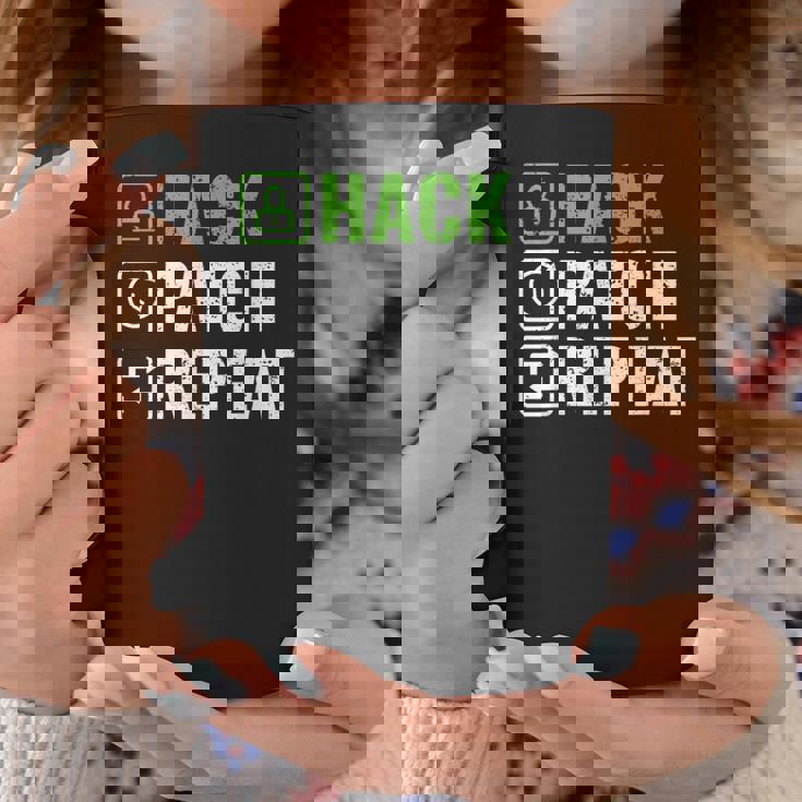 へのギフト ハック パッチ リピート エシカル ハッカー サイバーセキュリティ コーヒーマグ 面白い贈り物