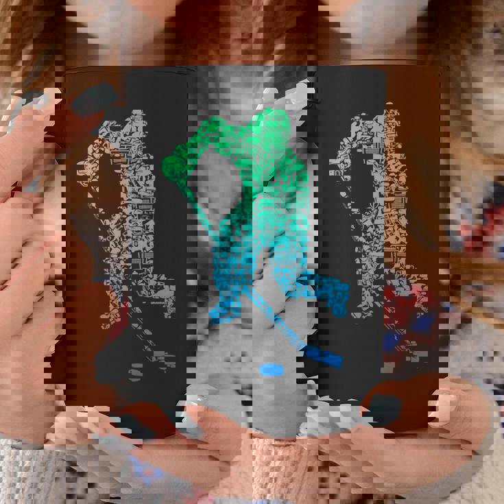 アイスホッケー選手ユースメンズキッズボーイズ 長袖tシャツ コーヒーマグ 面白い贈り物