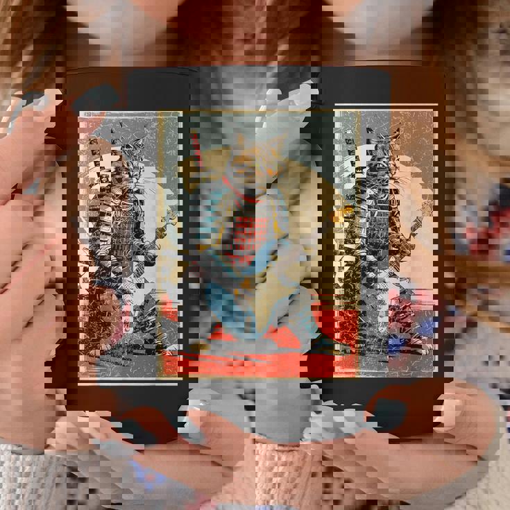 アニメ 日本の侍猫 エレキギターを弾くアートワーク コーヒーマグ 面白い贈り物