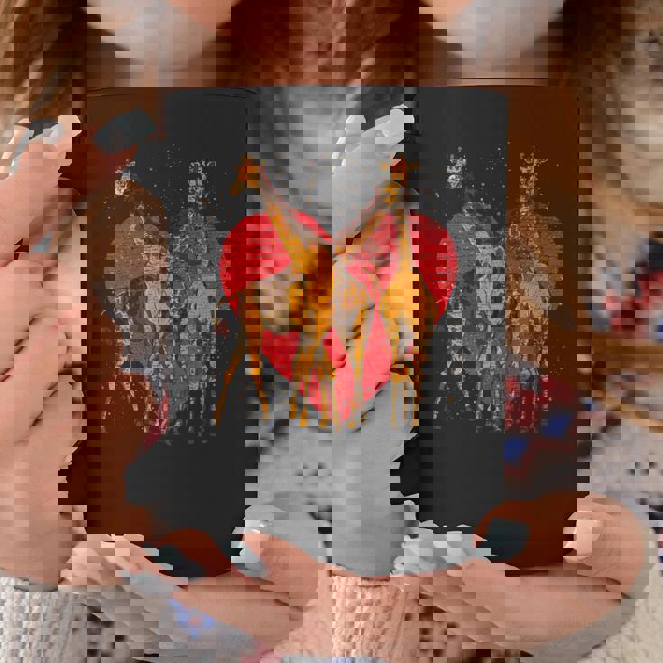 アフリカ サファリ アニマル ハート バレンタインデー ギフト ラブ キリン コーヒーマグ 面白い贈り物