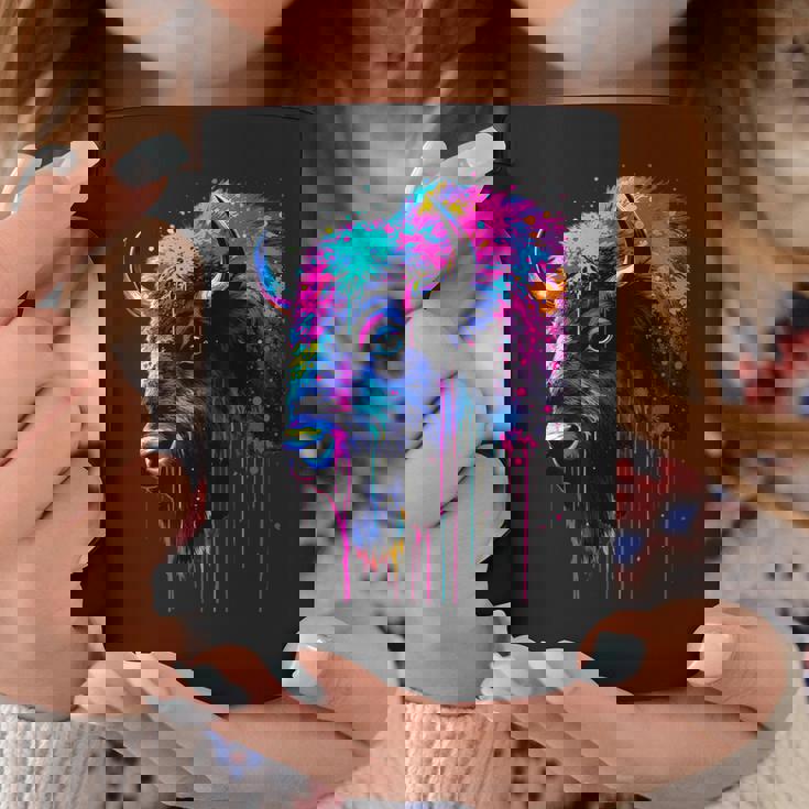 アメリカンバイソンカラーポップアート 美しいアメリカンバイソン愛好家 コーヒーマグ 面白い贈り物