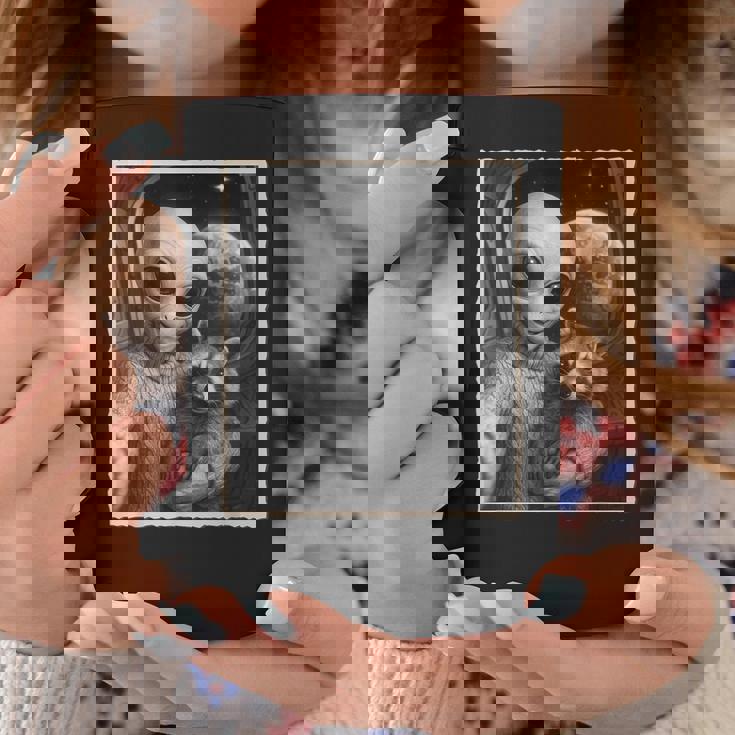 アライグマとエイリアンセルフィー、Ufo&地球写真、面白いエイリアン コーヒーマグ 面白い贈り物